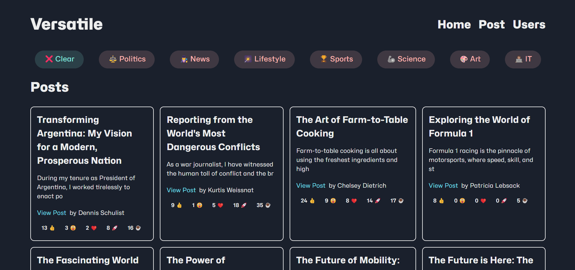 screenshot from Versatile web